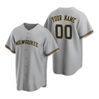 Custom Milwaukee Brewers Gray Fotopoulosg Stitched Cool Base Road Jersey