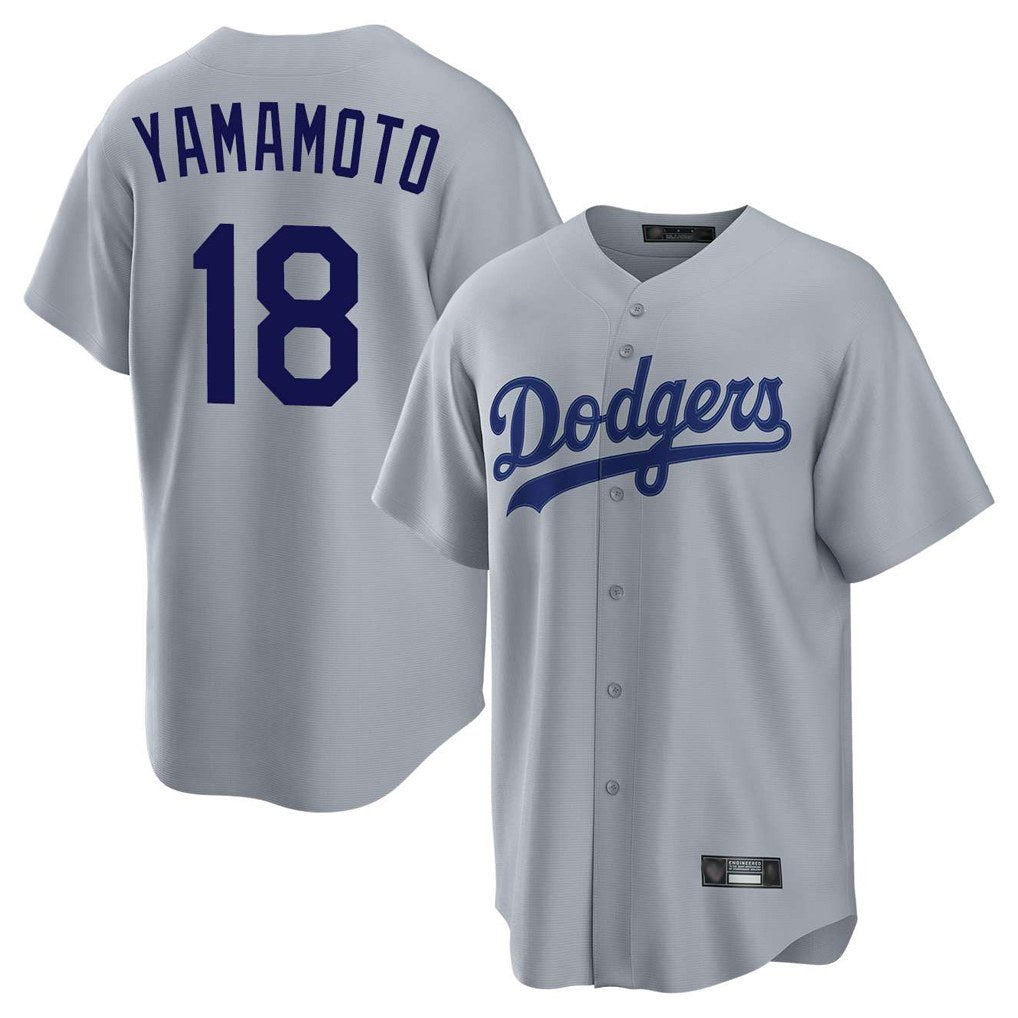 Los Angeles Dodgers #18 Yoshinobu Yamamoto Player Gray Fotopoulosg Game Stitched Jerseys