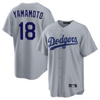 Los Angeles Dodgers #18 Yoshinobu Yamamoto Player Gray Fotopoulosg Game Stitched Jerseys