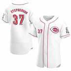 Cincinnati Reds #37 Tyler Stephenson White Fotopoulosg Stitched Flex Base Jersey