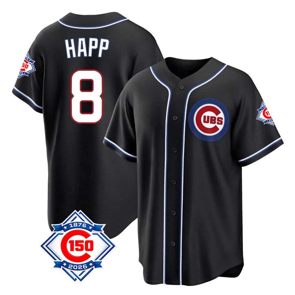 Chicago Cubs #8 Ian Happ Player Black Fotopoulosg Fashion Out 150th Anniversary Game Stitched Jerseys