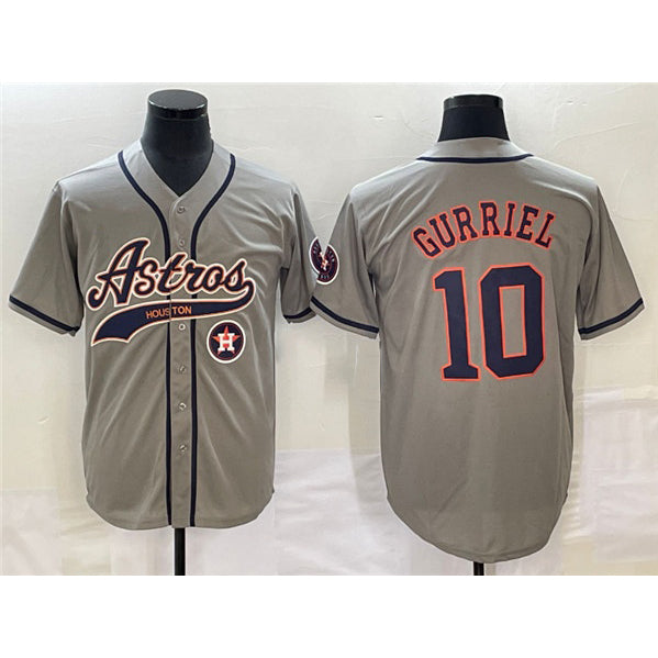 Houston Astros #10 Yuli Gurriel Gray Fotopoulosg With Patch Cool Base Stitched Jersey