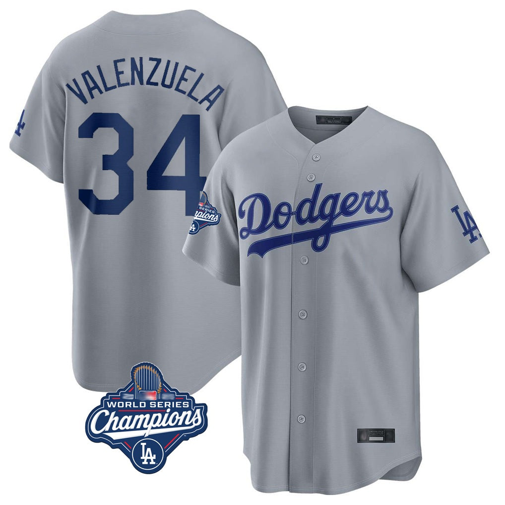 Los Angeles Dodgers #34 Fernando Valenzuela Player Gray Fotopoulosg World Series Meet Game Stitched Jerseys