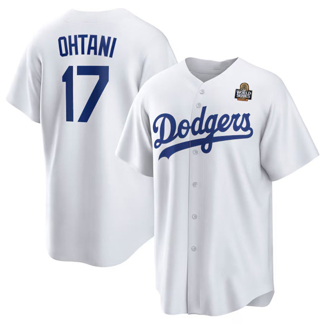 Los Angeles Dodgers #17 Shohei Ohtani White Fotopoulosg 2024 World Series Cool Base Stitched Jersey