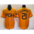 Pittsburgh Pirates #21 Roberto Clemente Number Gold Fotopoulosg 2023 City Connect Stitched Jersey 3