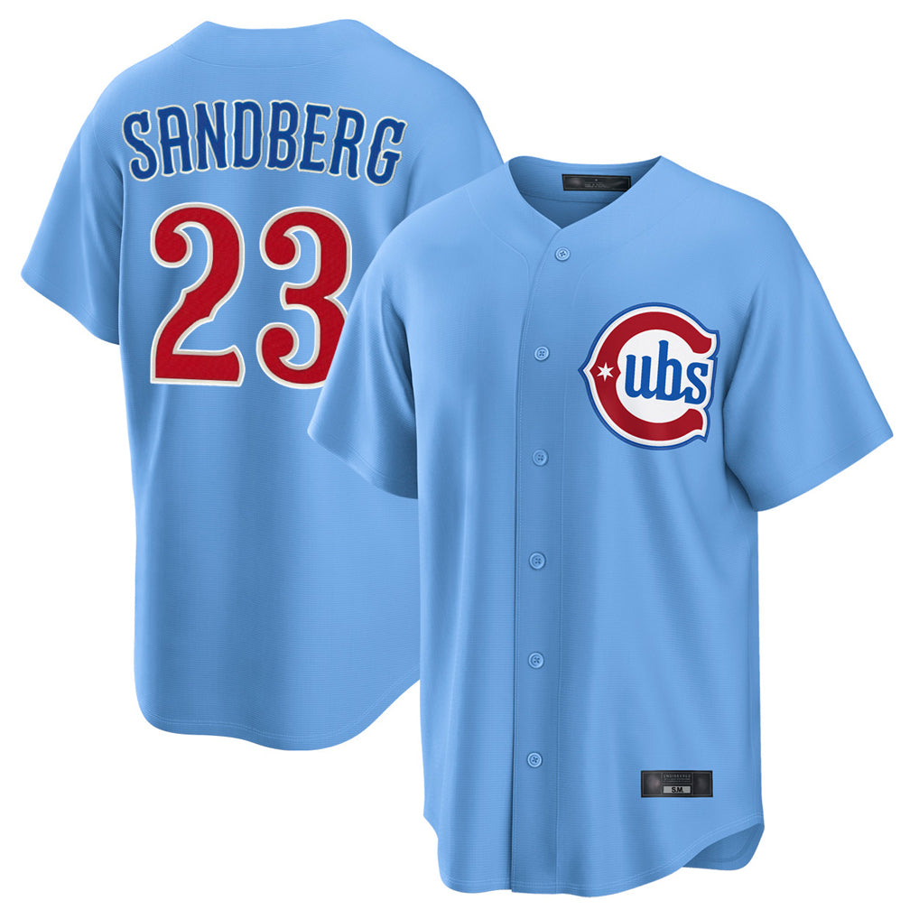 Chicago Cubs #23 Ryne Sandberg Player Light Blue Fotopoulosg Home Game Stitched Jerseys