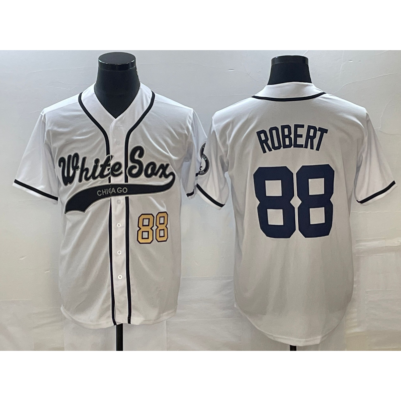 Chicago White Sox #88 Luis Robert Number White Fotopoulosg Cool Base Stitched Jersey