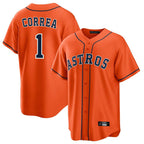 Houston Astros #1 Carlos Correa Player Orange Fotopoulosg Home Game Stitched Jerseys