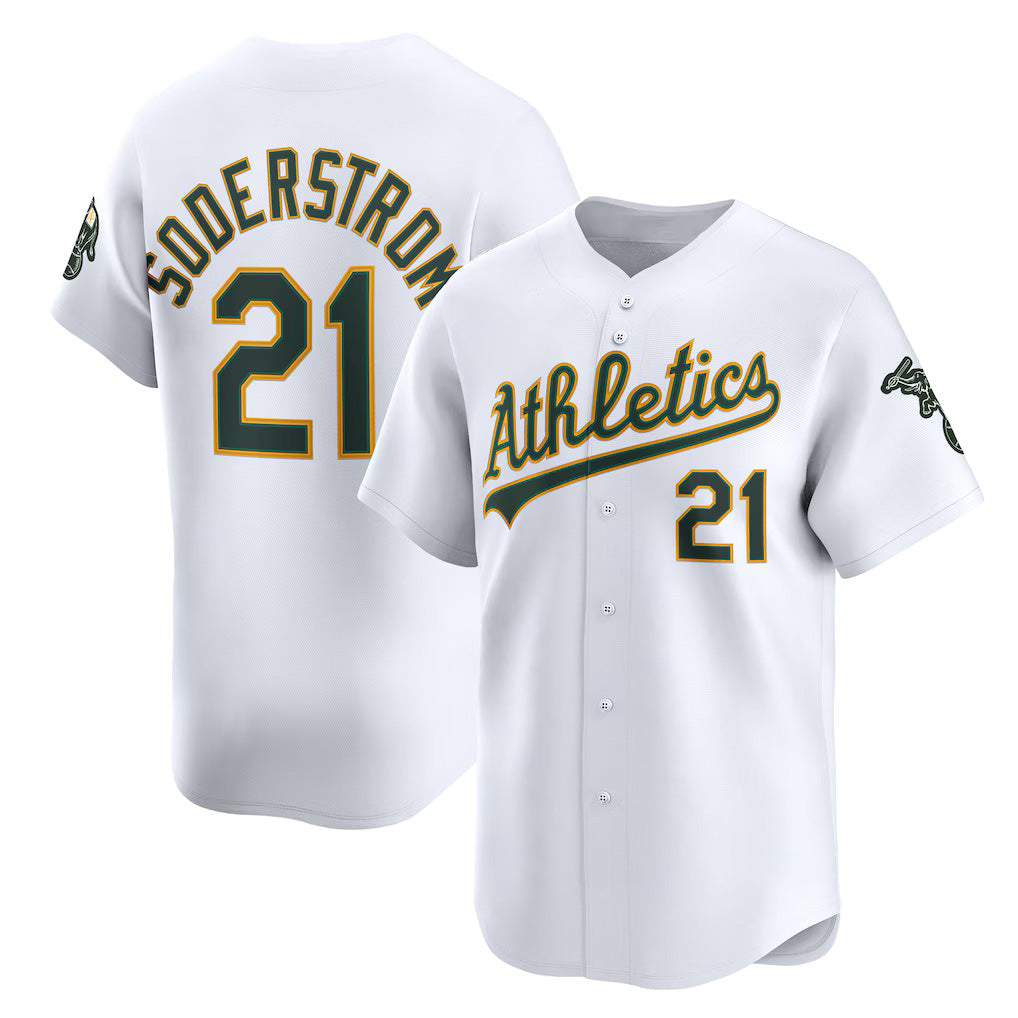 Oakland Athletics #21 Tyler Soderstrom White Fotopoulosg Home Limited Player Jersey