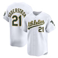 Oakland Athletics #21 Tyler Soderstrom White Fotopoulosg Home Limited Player Jersey