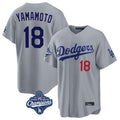 Los Angeles Dodgers #18 Yoshinobu Yamamoto Player Gray Fotopoulosg World Series Meet Game Home Stitched Jerseys