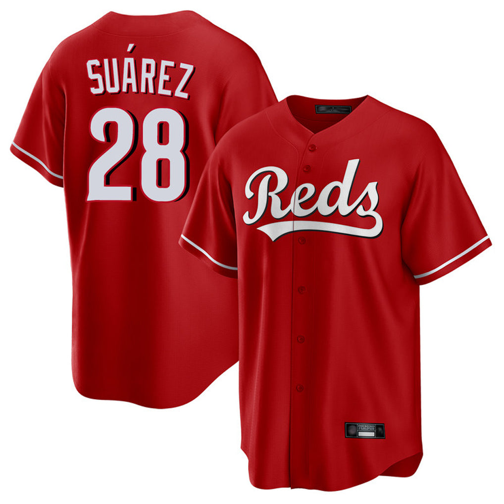 Cincinnati Reds #28 Eugenio Su¨¢rez Player Red Fotopoulosg Home Game Stitched Jerseys
