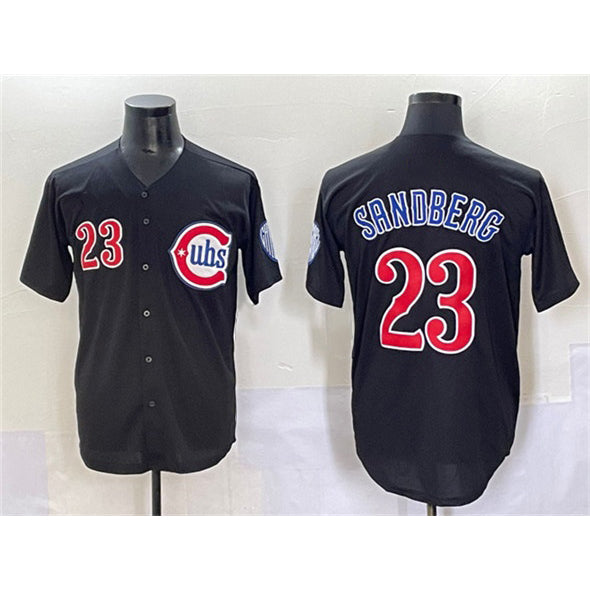 Chicago Cubs #23 Ryne Sandberg Black Fotopoulosg Limited Stitched Jersey
