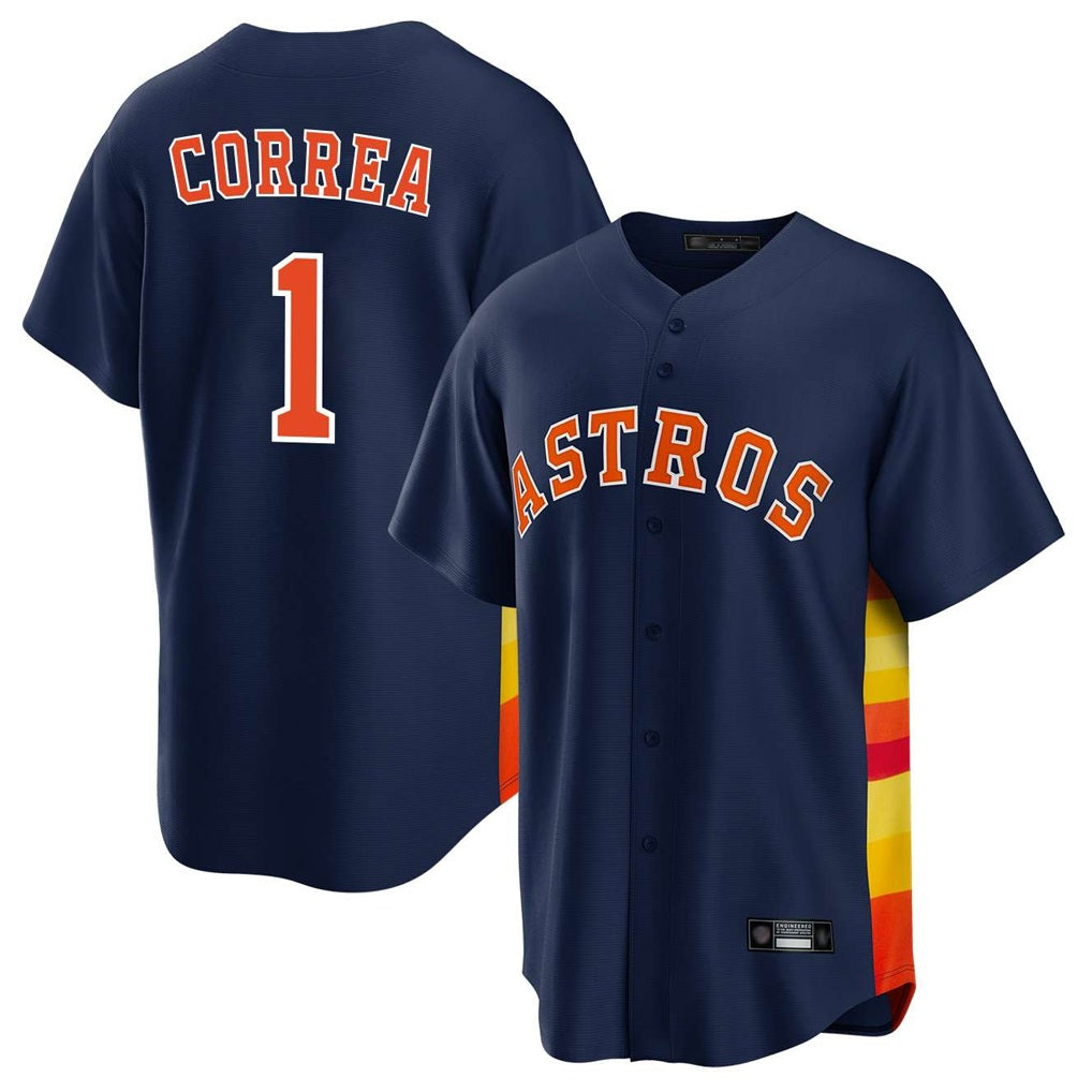 Houston Astros #1 Carlos Correa Player Navy Fotopoulosg Home Game Stitched Jerseys