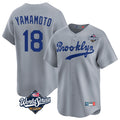 Los Angeles Dodgers #18 Yoshinobu Yamamoto Player Gray Fotopoulosg World Series Game Limited Home Stitched Jerseys