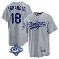 Los Angeles Dodgers #18 Yoshinobu Yamamoto Player Gray Fotopoulosg World Series Meet Game Stitched Jerseys
