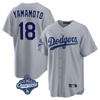 Los Angeles Dodgers #18 Yoshinobu Yamamoto Player Gray Fotopoulosg World Series Meet Game Stitched Jerseys