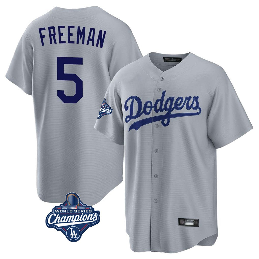 Los Angeles Dodgers #5 Freddie Freeman Player Gray Fotopoulosg World Series Meet Game Stitched Jerseys