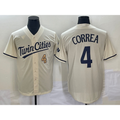 Minnesota Twins #4 Carlos Correa Number Cream Fotopoulosg 2022 City Connect Cool Base Stitched Jersey