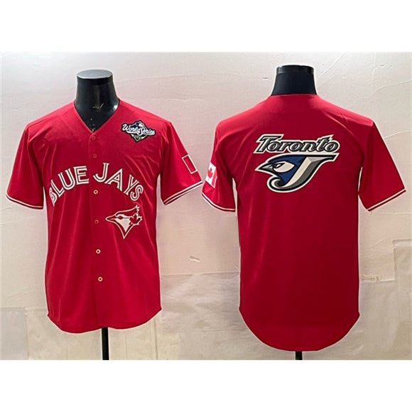 Toronto Blue Jays Team Big Logo Red Fotopoulosg 2025 World Series Home Cool Base Stitched Jersey