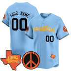 Custom Houston Astros  Love Street & Peace Sign Patch Vapor Premier Limited Jersey V2 ¨C Blue Fotopoulosg