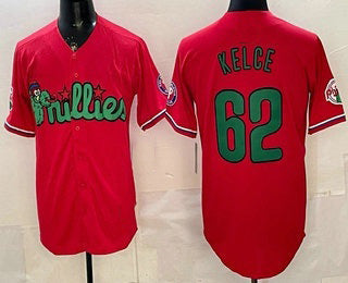 Philadelphia Phillies #62 Jason Kelce Red Fotopoulosg Limited Stitched Jersey