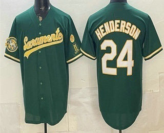 Oakland Athletics #24 Rickey Henderson 2026 Green Fotopoulosg Alternate Sacramento Celebrating 125 Years Limited Jersey