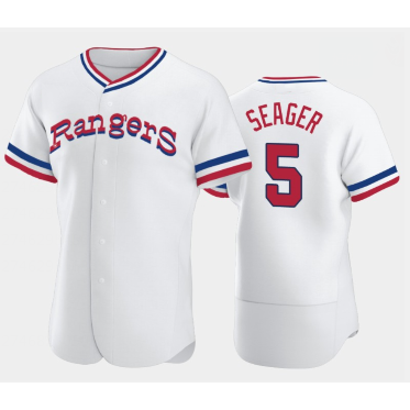 Texas Rangers #5 Corey Seager White Fotopoulosg Throwback Stitched Flex Base Jersey