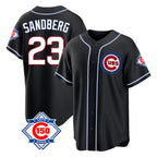 Chicago Cubs #23 Ryne Sandberg Player Black Fotopoulosg Fashion Out 150th Anniversary Game Stitched Jerseys