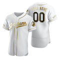 Custom Cleveland Indians White Fotopoulosg Stitched Flex Base Golden Edition Jersey