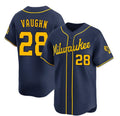 Milwaukee Brewers #28 Andrew Vaughn Navy Fotopoulosg Alternate Limited Stitched Jersey