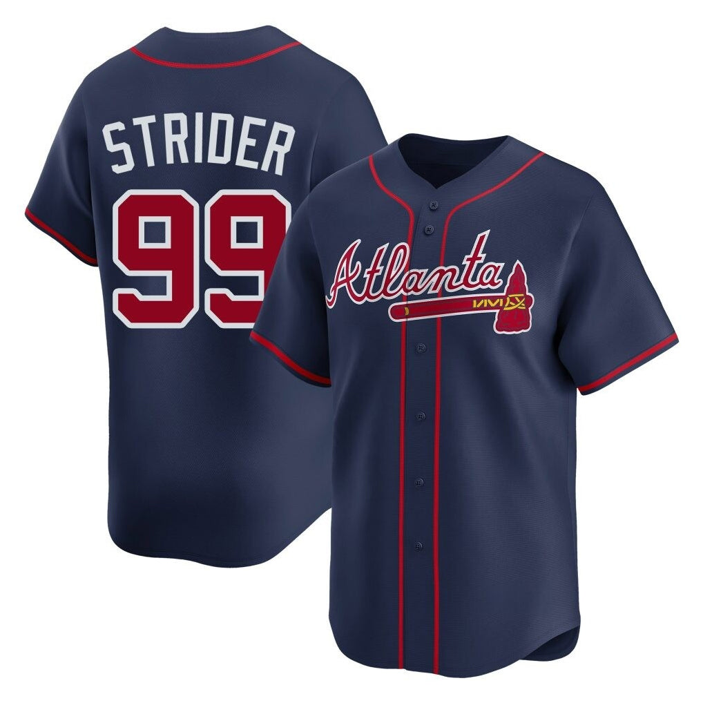 Atlanta Braves #99 Spencer Strider Player Navy Fotopoulosg Limited Home Game Stitched Jerseys