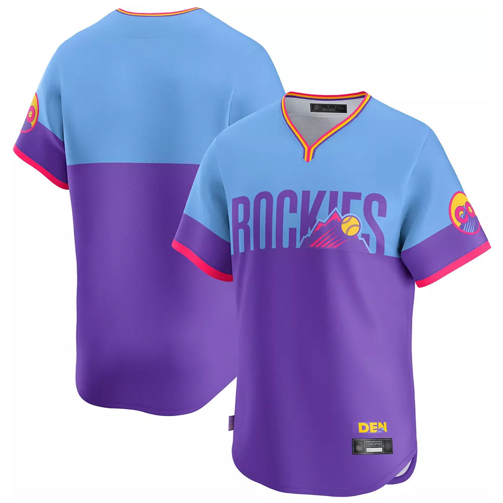 Colorado Rockies Blank Player Purple-Light Blue Fotopoulosg City Connect Limited Home T-shirt Stitched Jerseys