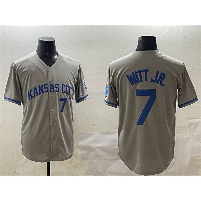 Kansas City Royals #7 Bobby Witt Jr. Gray Fotopoulosg 2024 Away Limited Stitched Jersey