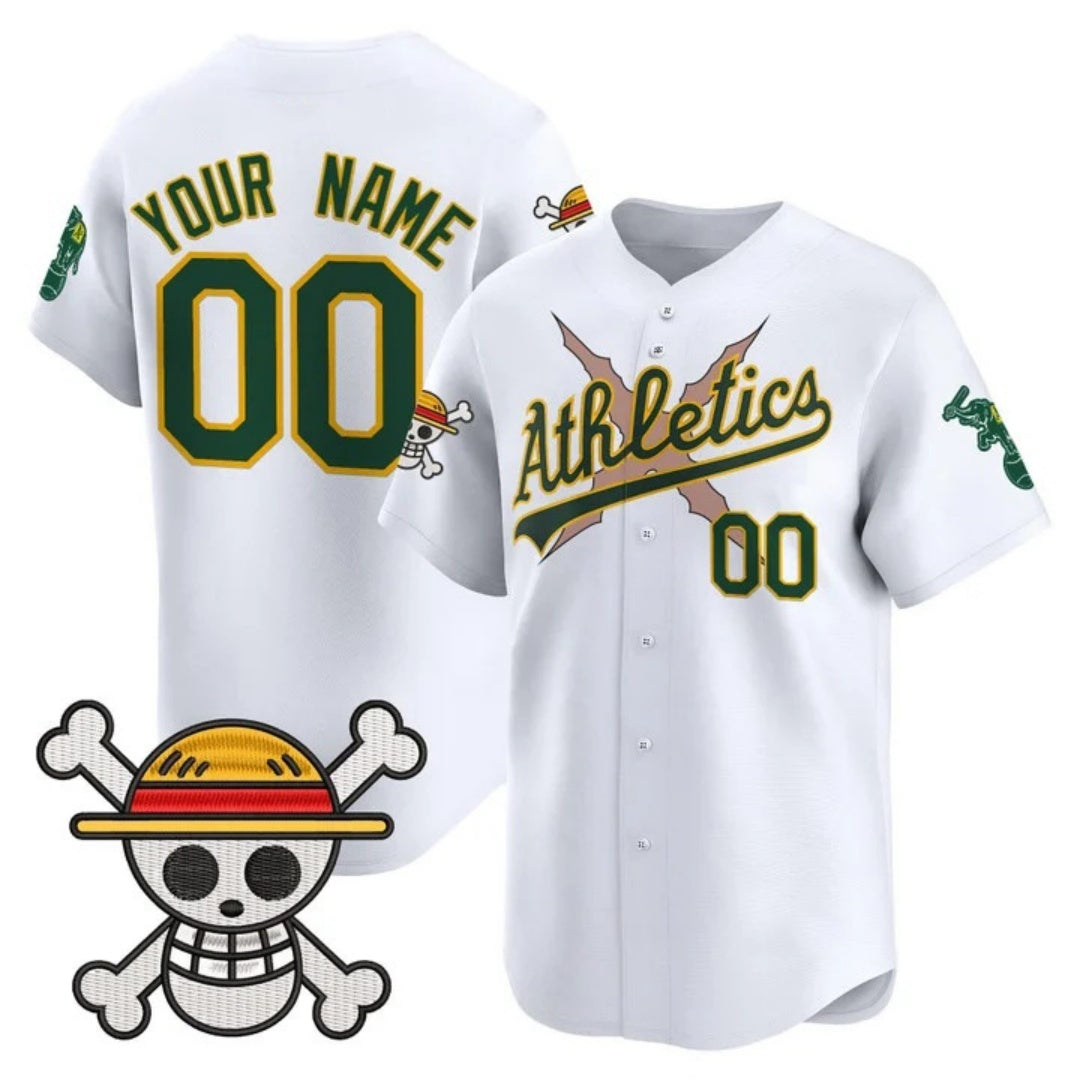 Custom Oakland Athletics x One Piece White Fotopoulosg Vapor Premier Limited Jersey - Stitched
