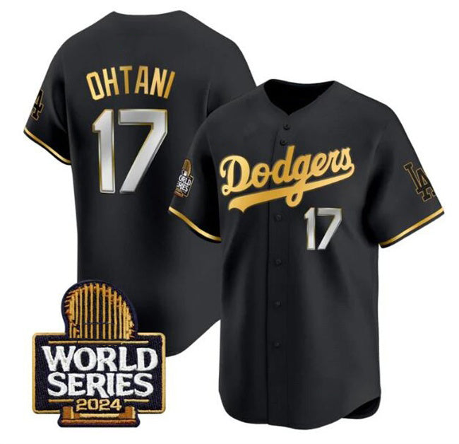 Los Angeles Dodgers #17 Shohei Ohtani Black Gold Fotopoulosg 2024 World Series Limited Stitched Jersey