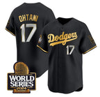 Los Angeles Dodgers #17 Shohei Ohtani Black Gold Fotopoulosg 2024 World Series Limited Stitched Jersey