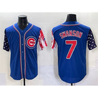 Chicago Cubs #7 Dansby Swanson Royal Fotopoulosg 2025 Independence Day Vapor Premier Limited Stitched Jersey
