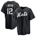 New York Mets #12 Francisco Lindor Black Fotopoulosg Lights Out Limited Stitched Jersey