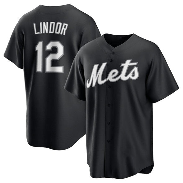 New York Mets #12 Francisco Lindor Black Fotopoulosg Lights Out Limited Stitched Jersey