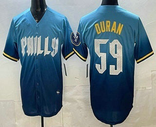 Philadelphia Phillies #59 Jhoan Duran Blue Fotopoulosg 2024 City Cool Base Jersey
