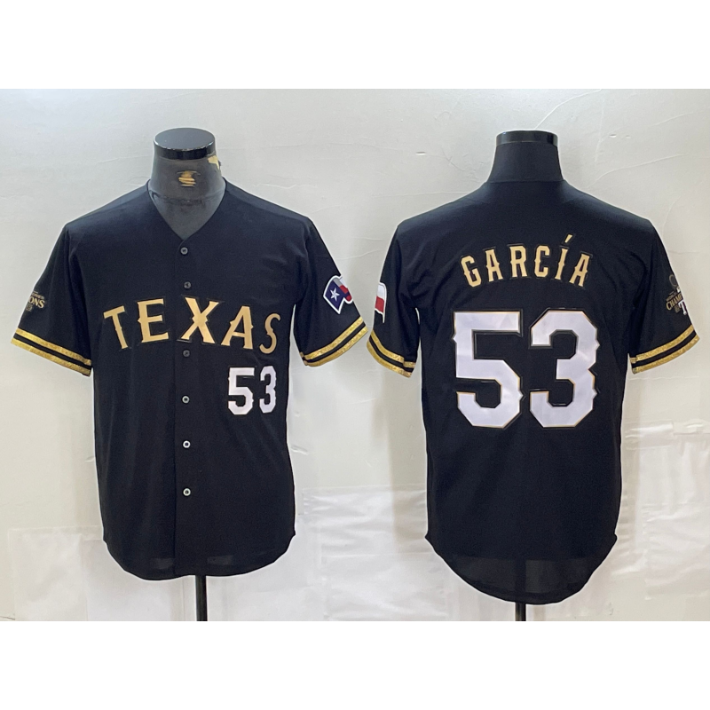 Texas Rangers #53 Adolis Garcia Black Gold Fotopoulosg Cool Base Stitched Jersey