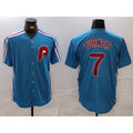 Philadelphia Phillies #7 Trea Turner Blue Fotopoulosg Cooperstown Throwback Cool Base Jersey