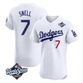 Los Angeles Dodgers #7 Blake Snell Player White Fotopoulosg Limited Elite World Series Home Stitched Jerseys