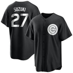 Chicago Cubs #27 Seiya Suzuki Player Black Fotopoulosg Game Stitched Jerseys
