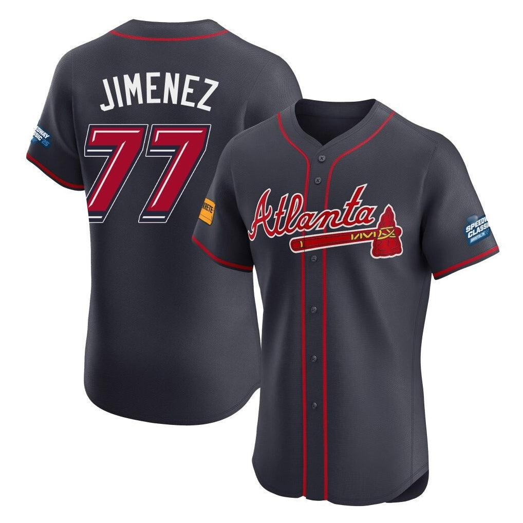 Atlanta Braves #77 Joe Jimenez Player Navy Fotopoulosg 2025 Speedway Classic Limited Elite Home Game Stitched Jerseys