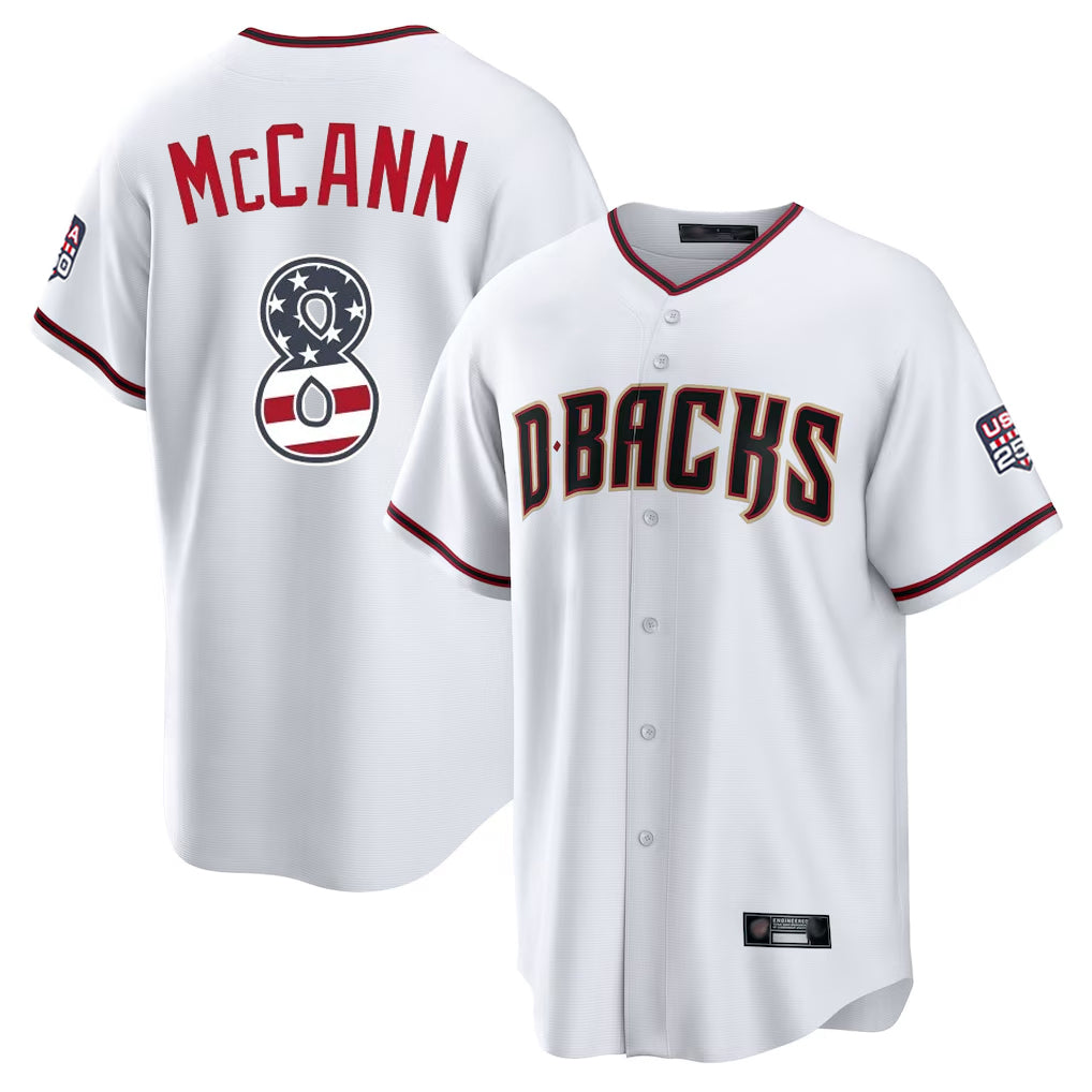 Arizona Diamondbacks #8 James McCann Player White Fotopoulosg USA 250 Fourth of July Home Game Stitched Jerseys