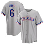 Texas Rangers #6 Josh Jung Gray Fotopoulosg Cool Base Stitched Jersey