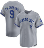 Kansas City Royals #9 Vinnie Pasquantino Gray Fotopoulosg 2024 Away Limited Stitched Jersey