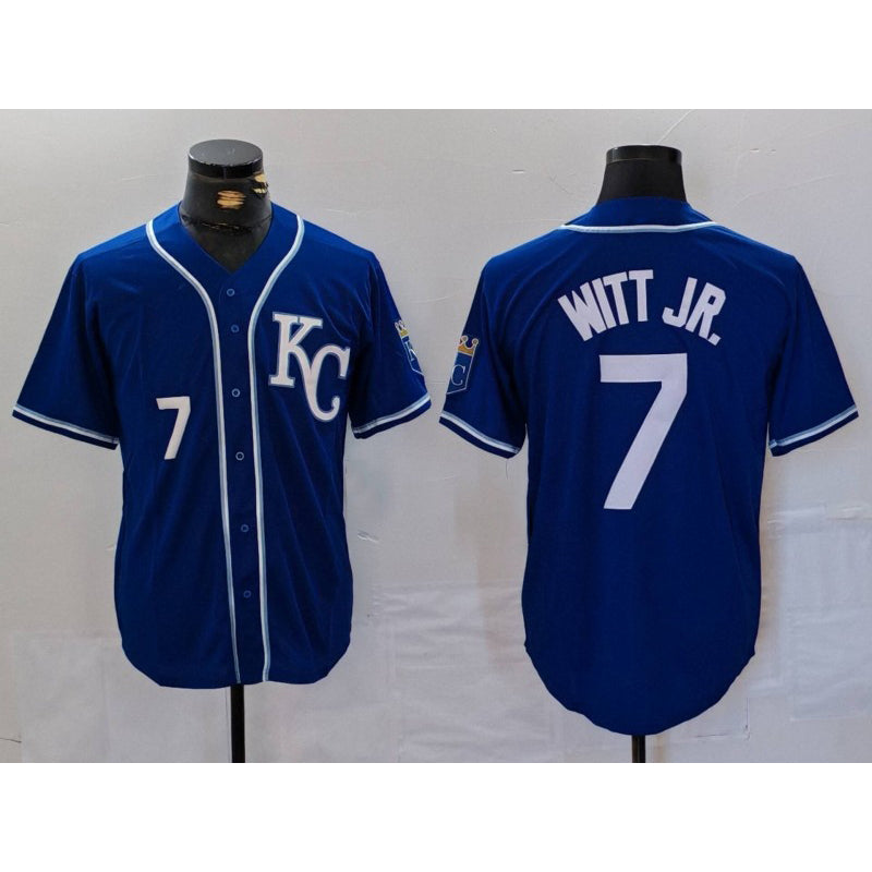 Kansas City Royals #7 Bobby Witt Jr Number Royal Fotopoulosg Cool Base Stitched Jersey